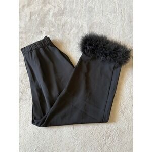 Wayf Feather Cuff Pants Dressy Party Trousers Black Career Women's Size XS‎